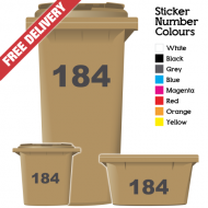 Wheelie Bin Sticker Numbers Just Numbers Style (Pack Of 12)